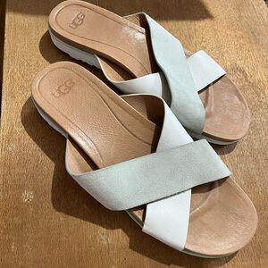White leather Ugg sandals (new)